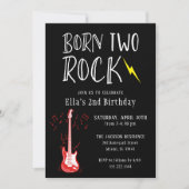Zwart-wit Born Two Rock Gitaar 2e Verjaardag Kaart (Voorkant)
