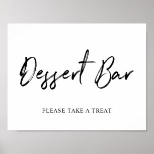 Zwart & Wit Borstel Lettering Dessert Bar Bord Poster