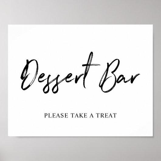 Zwart & Wit Borstel Lettering Dessert Bar Bord Poster (Voorkant)