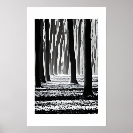 Zwart-wit, bos motief creatie. poster (Voorkant)