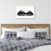 Zwart-wit bos schets, woondecoratie canvas afdruk (Insitu (Slaapkamer))