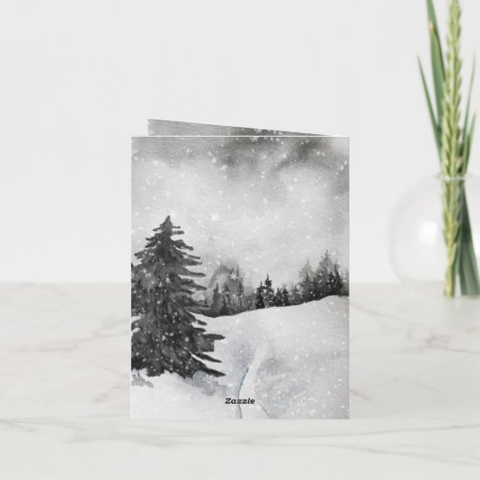 Zwart-wit bosdieren sneeuwbijeenkomst feestdagen kaart (Achterkant)