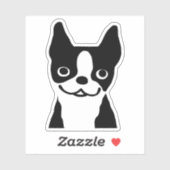 Zwart-wit Boston Terrier Cartoon Hond Vinyl Sticker (Vel)