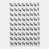 Zwart-wit Boston Terrier Cartoonhondpatroon Theedoek (Verticaal)