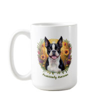 Zwart-wit Boston Terrier in een bloemrijk veld