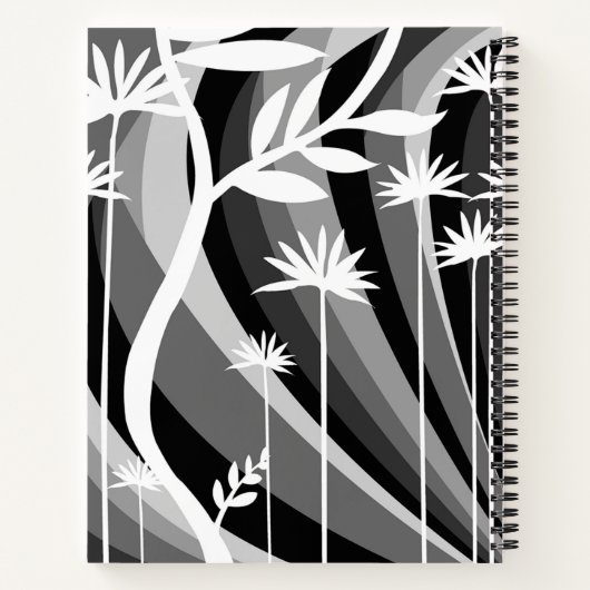 Zwart-wit botanisch afdrukken notitieboek (Achterkant)