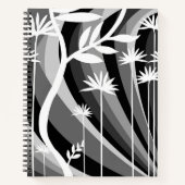 Zwart-wit botanisch afdrukken notitieboek (Voorkant)