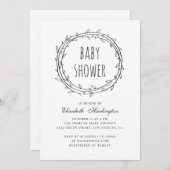 Zwart-wit botanisch baby shower kaart (Voorkant / Achterkant)