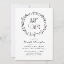 Zwart-wit botanisch baby shower