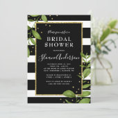 Zwart-wit Botanisch Bling Vrijgezellenfeest Kaart (Staand voorkant)