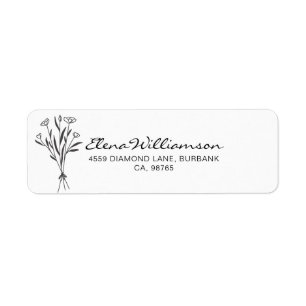 Zwart & Wit Botanisch Boeket Retouradres Etiket