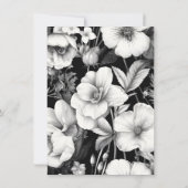 Zwart Wit  Botanisch Donker Bloemen Bruiloft Kaart (Achterkant)