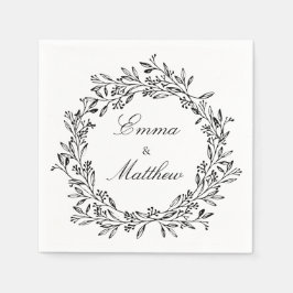 Zwart & Wit  Botanisch Elegant Bladgroen Servet