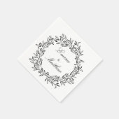 Zwart & Wit  Botanisch Elegant Bladgroen Servet (Hoek)