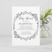 Zwart-wit botanisch gebladerte baby shower kaart (Staand voorkant)