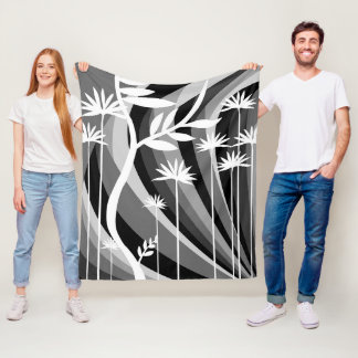 Zwart-wit botanisch ontwerp fleece deken