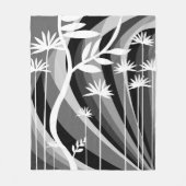 Zwart-wit botanisch ontwerp fleece deken (Voorkant)
