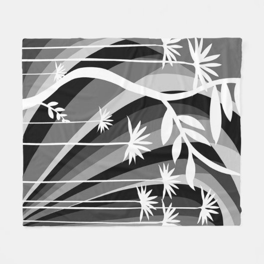 Zwart-wit botanisch ontwerp fleece deken (Voorkant (Horizontaal))
