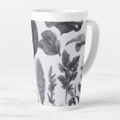  zwart-wit botanisch ontwerp groot latte mok (Rechterhoek)