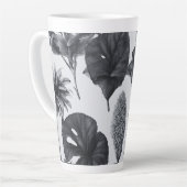  zwart-wit botanisch ontwerp groot latte mok (Linkerhoek)
