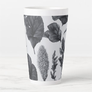  zwart-wit botanisch ontwerp groot latte mok