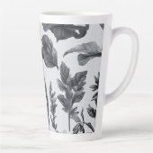  zwart-wit botanisch ontwerp groot latte mok (Rechts)