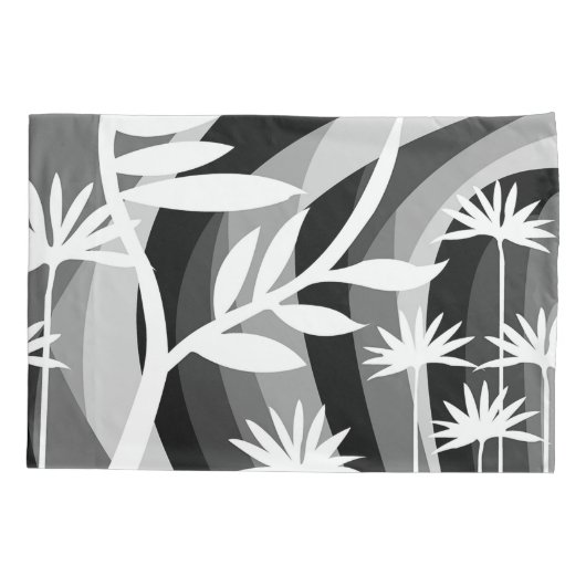 Zwart-wit botanisch ontwerp kussensloop (Achterkant)