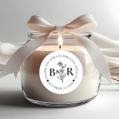 zwart-wit botanisch op maat gemaakt monogram ronde sticker