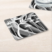 Zwart-wit Botanisch Plant Design Kartonnen Onderzetters (Schuin)