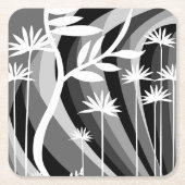 Zwart-wit Botanisch Plant Design Kartonnen Onderzetters (Voorkant)