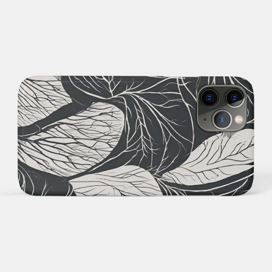 Zwart-wit botanische blad-kunst Case-Mate iPhone case (Achterkant (horizontaal))