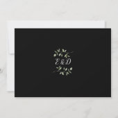 Zwart Wit Botanische Groene Monogram Huwelijk Kaart (Achterkant)