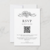 Zwart-wit botanische madeliefjes QR-code bruiloft RSVP Kaartje (Achterkant)