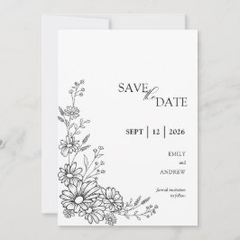 Zwart-Wit Botanische Margriet Tuin Trouwdag Save The Date