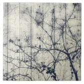 Zwart-wit Botanische Motif Artwork Tegeltje (Voorkant)