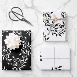 Zwart-wit botanische print inpakpapier vel
