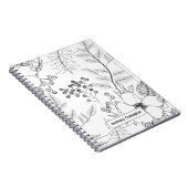 Zwart-wit botanische schets | Gepersonaliseerd Notitieboek (Rechterzijde)