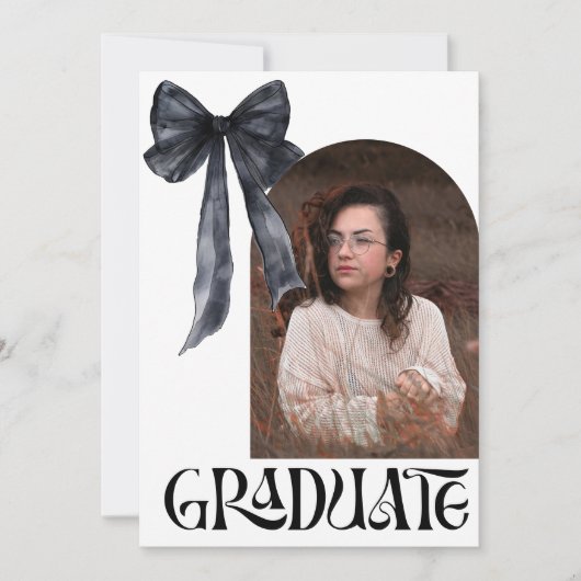 zwart-wit Bow Afstuderen met Foto's Kaart (Voorkant)