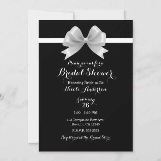 Zwart & Wit Bow Classy Elegant Vrijgezellenfeest Kaart (Voorkant)