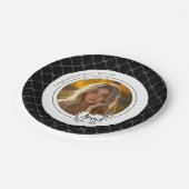 Zwart Wit Bow Foto Afstuderen Party Paper Bord (Gekanteld)