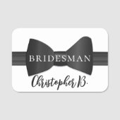 Zwart-wit Bow Stropdas Bruiloft Naam Tag (Voorkant)