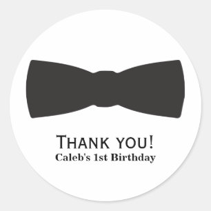 Zwart & Wit Bow Stropdas Tuxedo Boys Feestgunst Ronde Sticker