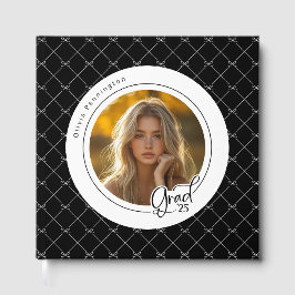 Zwart Wit Bows Elegant Modern Photo Afstudeerder Gastenboek