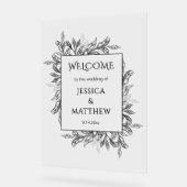 Zwart & Wit Branch & Bladeren Acryl Trouwteken Bord (Hoek)