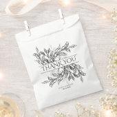 Zwart & Wit Branch & Bladeren Huwelijk Bedankzakje (Geknipt)