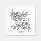Zwart & Wit Branch & Bladeren Huwelijk Servet (Voorkant)