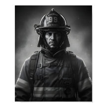 Zwart-Wit Brandweerman Held Tribute