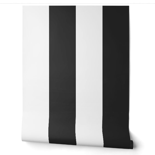 Zwart-wit brede cabana streep behang (Afrollen)