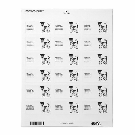 Zwart-wit breedband koe hond & tekst etiket (Full Sheet)