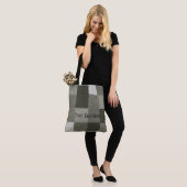 zwart-wit breiwerk tote bag (Op model)